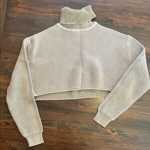 Zara Beige Ribbed Knit Sweater